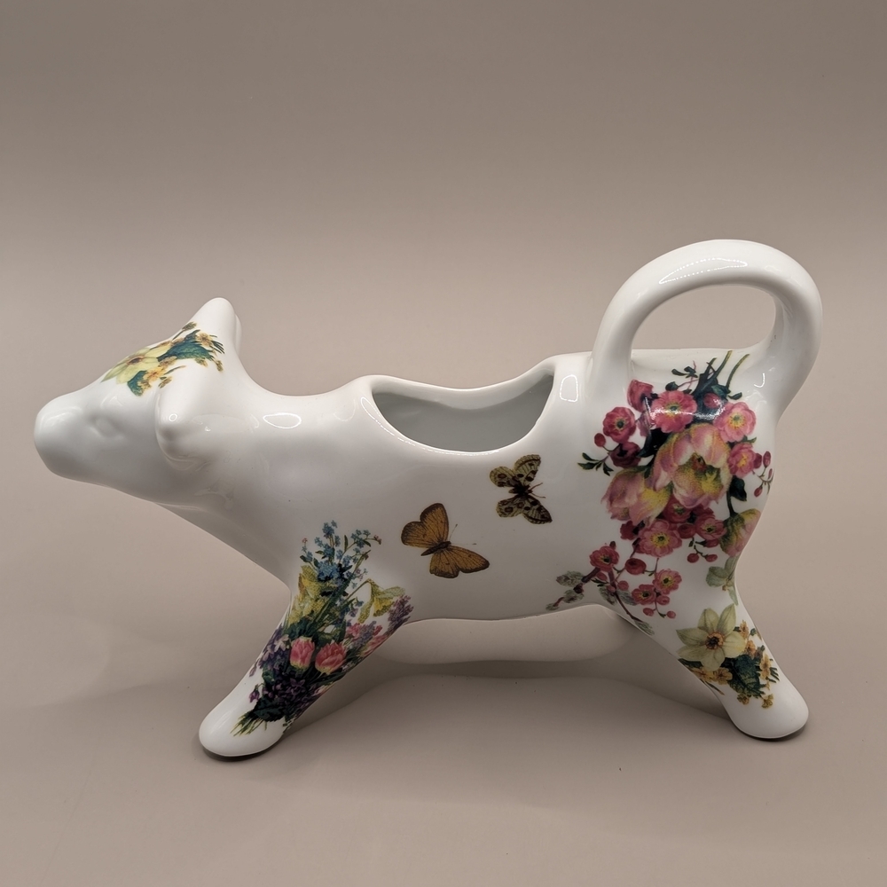 Floral Ceramic Cow Vase